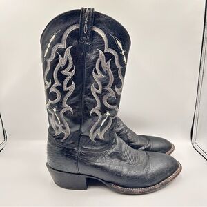Tony Lama Bonham Ostrich Round Toe Cowboy Mens 11D Black Boots CT871